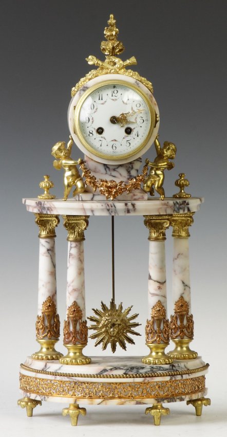 French Marble Portico Clock
