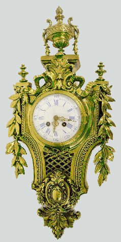 Japy Freres 19285 Hanging Bronze Cartel Clock