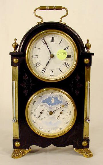 French Table Clock w/ Calendar & Thermometer