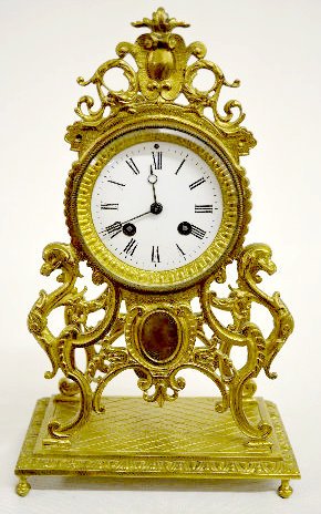 French Japy Freres Brass Griffins Shelf Clock