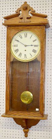 New Haven “Vamoose” Oak Hanging Clock
