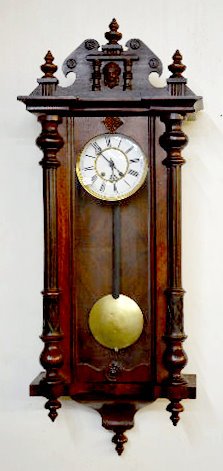 German Spring Wound Walnut Wall Clock