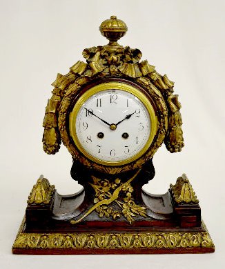 French Wood and Gesso Mantel Clock