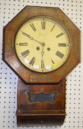 Octagon Brass Inlay Wall Clock