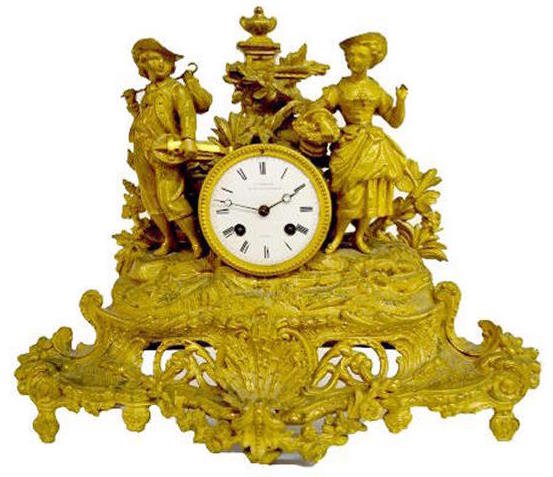 French Statue 8 Day T&S Clock