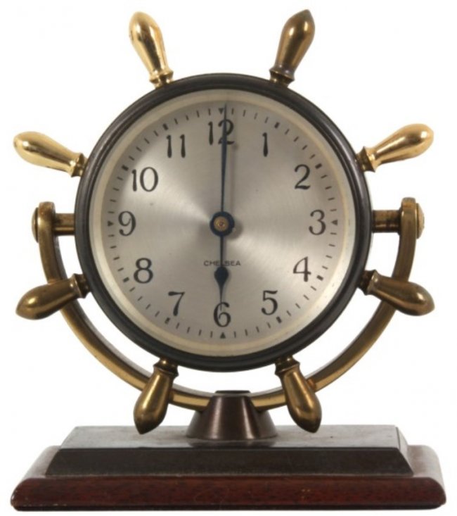 Brass Chelsea Ship’s Wheel Desk Clock