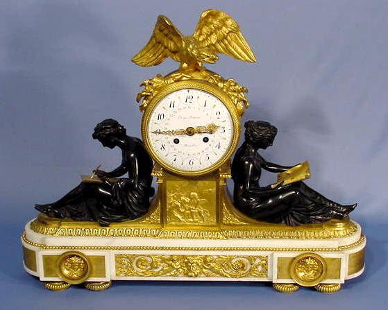 French Louis XVI Ladies and Angels Bronze Clock