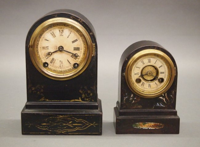 2 Terry Clock Co. iron cottage clocks