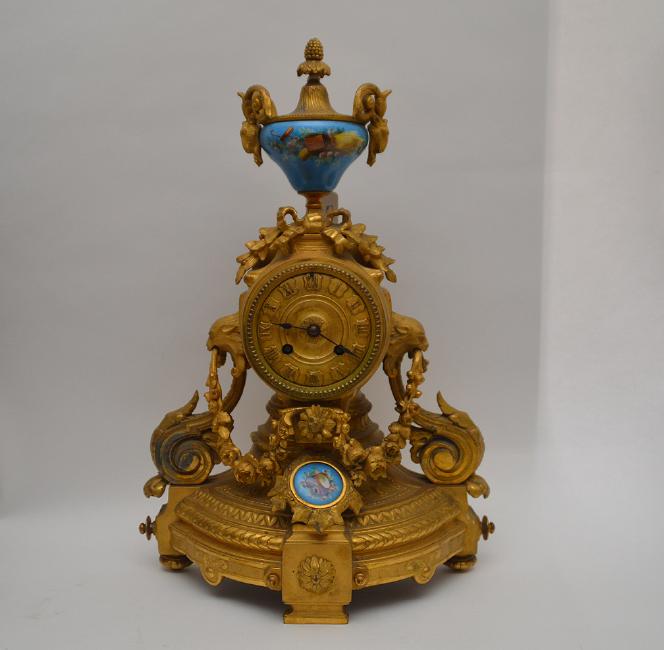 French Gilt Bronze & ÂSevresÂ Porcelain Clock with