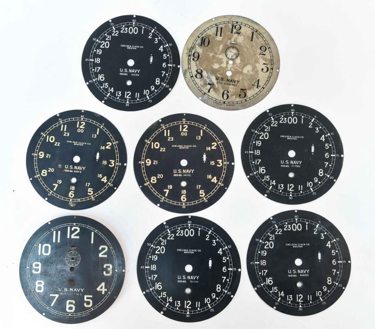 GROUPING OF CHELSEA US NAVY SHIPS CLOCK DIALS