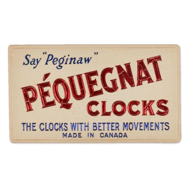 Rare NOS “Say Peginaw” Pequegnat Clock Advertising Sign