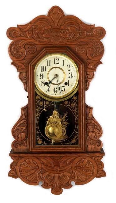 A NEW HAVEN GINGERBREAD HANGING KITCHEN CLOCK