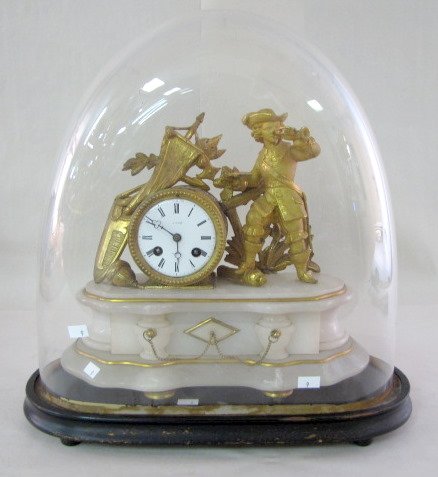 French Dore & Alabaster Dome Clock