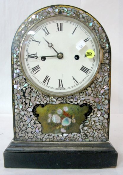 Double Fusee Shell Inlaid Mantle Clock