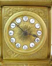 E.P. Depose Brass Time Only Clock w/Lion Finial