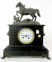 Marti 8 Day Slate Clock w/Horse Figure