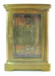 French Carriage Clock, Brass w/Beveled Glass