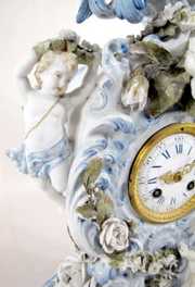 French Porcelain Clock w/Cherubs & Angels