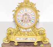 J.B. Delettrez Dore Metal & Porcelain Clock