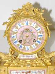 J.B. Delettrez Dore Metal & Porcelain Clock