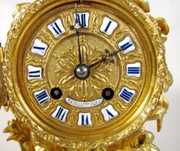 French Dore Metal Clock, Raingo Freres