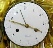 French Dore & Marble Silk String Calendar Clock