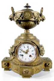 French Brass & Spelter Clock w/Urn Top