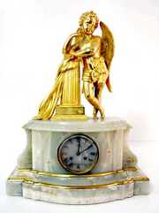 Japy Freres French Dore & Green Alabaster Clock