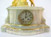 Japy Freres French Dore & Green Alabaster Clock