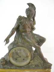 French Bronze & Marble Clock w/Silk String