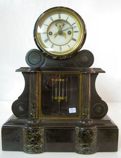 French Slate & Marble Mantle Clock