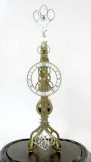 Single Fusee Skeleton Clock w/Scissor Pendulum