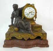 Japy Freres & Cie French Bronze & Marble Clock
