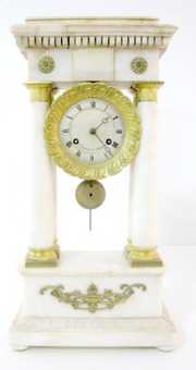 French White Alabaster Column Clock