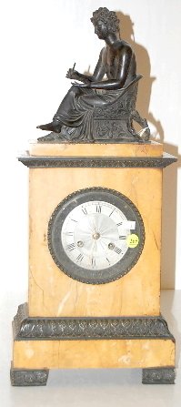 French Silk String Marble w/ Figure Clock