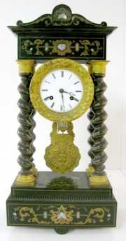 French Column Clock w/Brass Inlay