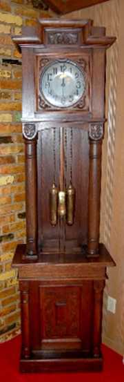 Oak Carved 2 Weight Grandfather Clock