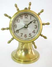 Waterbury Brass Ships Wheel Desk Clock