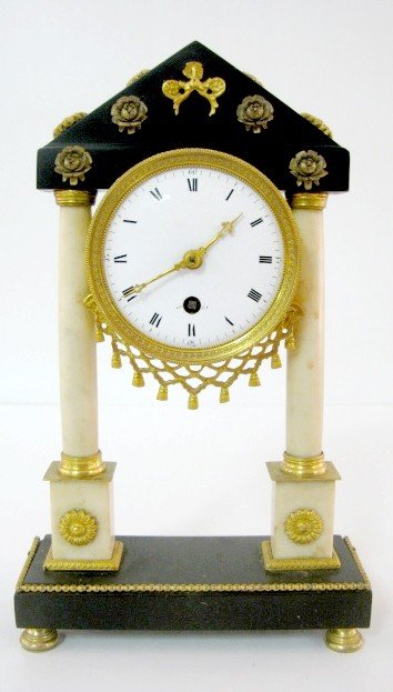 French Empire Marble Column Clock