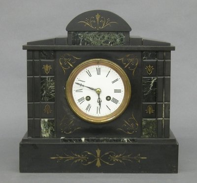 French Slate mantle clock by L. Marti