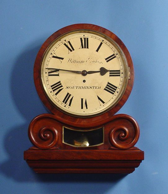 Carved English Fusee Library Wall Clock