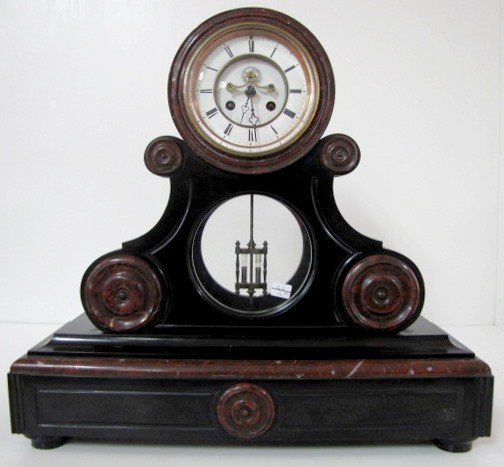 L. Marti & Cie Slate & Marble Mantle Clock