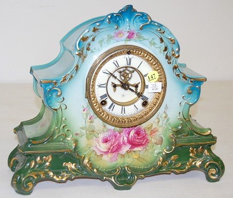 Ansonia “La Nord” China Mantle Clock