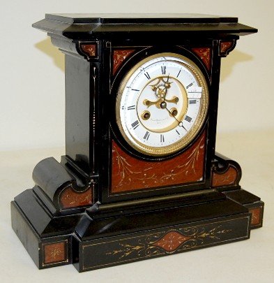 S. Marti French Slate & Marble Mantle Clock