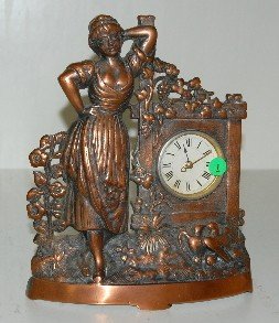 Copper Clad Iron Figural Lady Clock