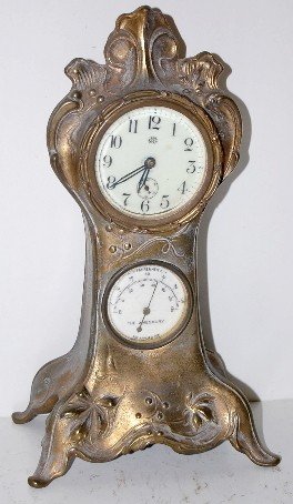 Jennings Bros. Metal Novelty Clock w/ Barometer