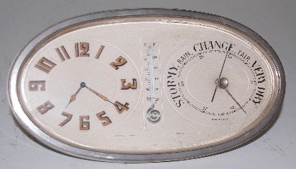 French 3 Function Oval Desk Clock