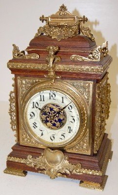 L. Marti Oak & Bronze Ornate Bracket Clock