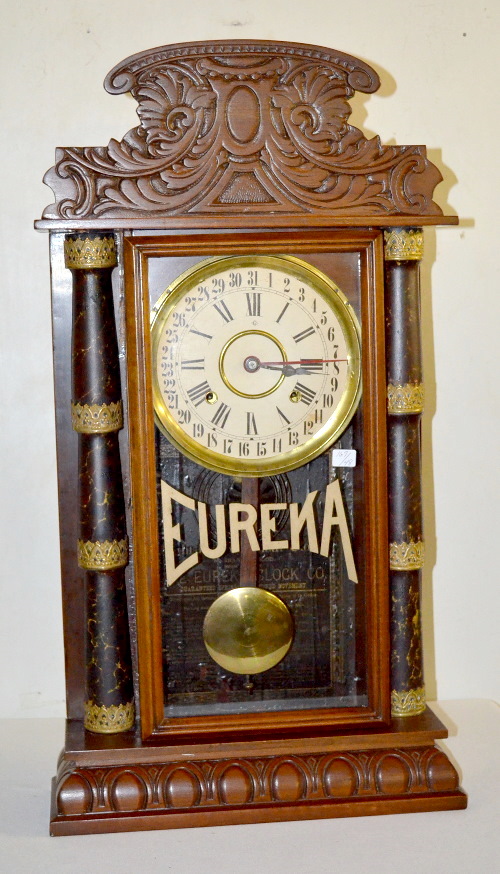 Antique Eureka Walnut Calendar Parlor Clock