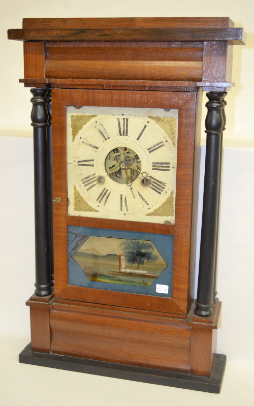 Antique Alden A. Atkins 4 Column Weight Driven Shelf Clock